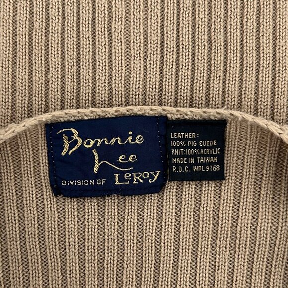 Bonnie Lee Vintage Suede Crochet Boho Western Open Front Knit Sweater Vest (L) - Picture 11 of 13